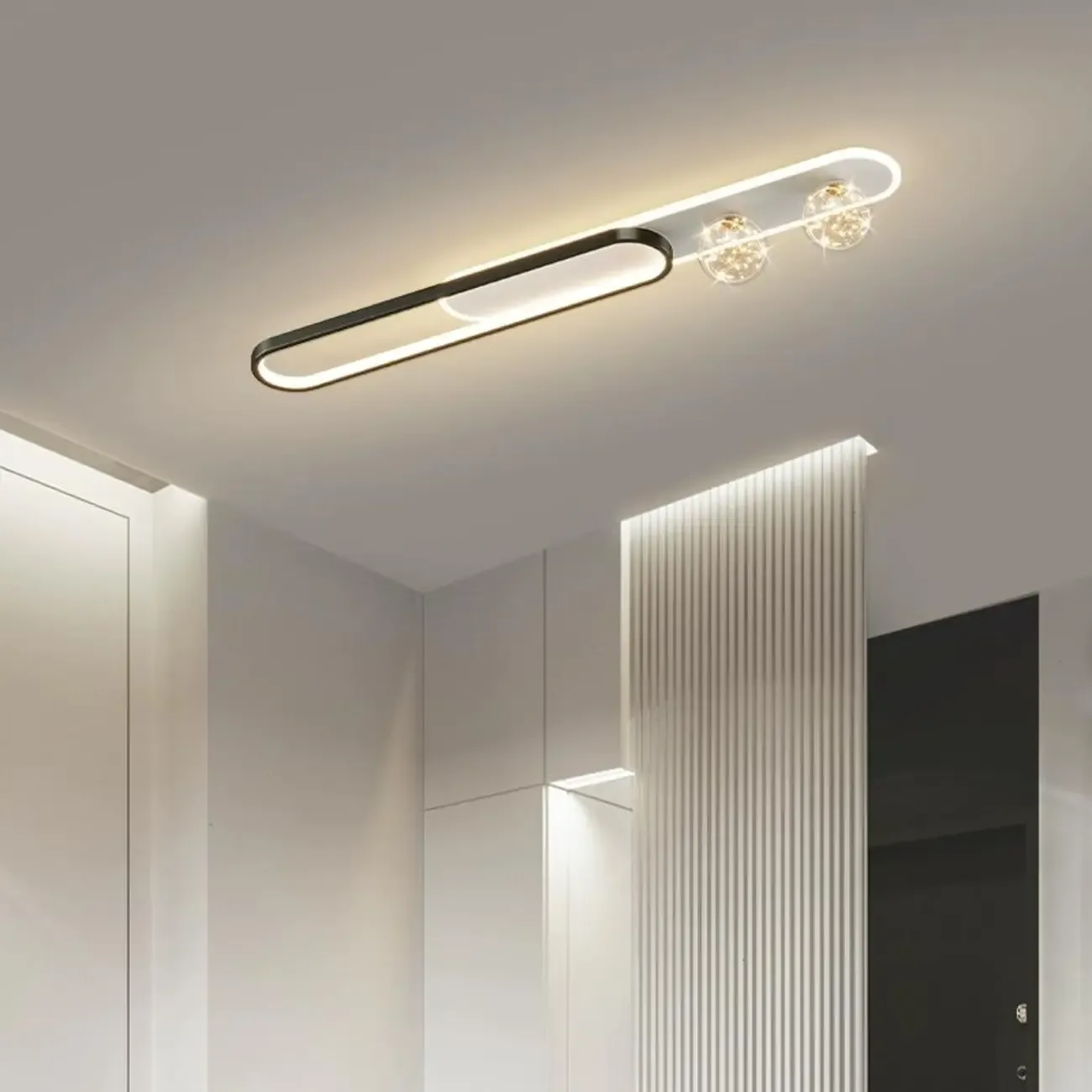 Dimmable Linear Indoor Ceiling Light with Glass Shade  Image - 3
