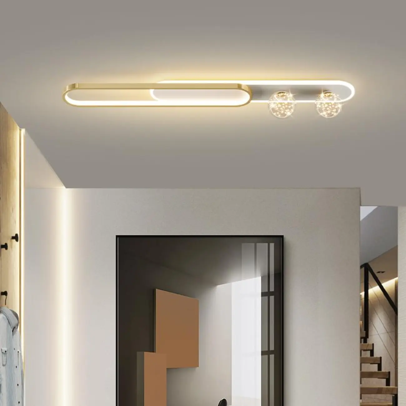 Dimmable Linear Indoor Ceiling Light with Glass Shade  Image - 8 | homeyfad