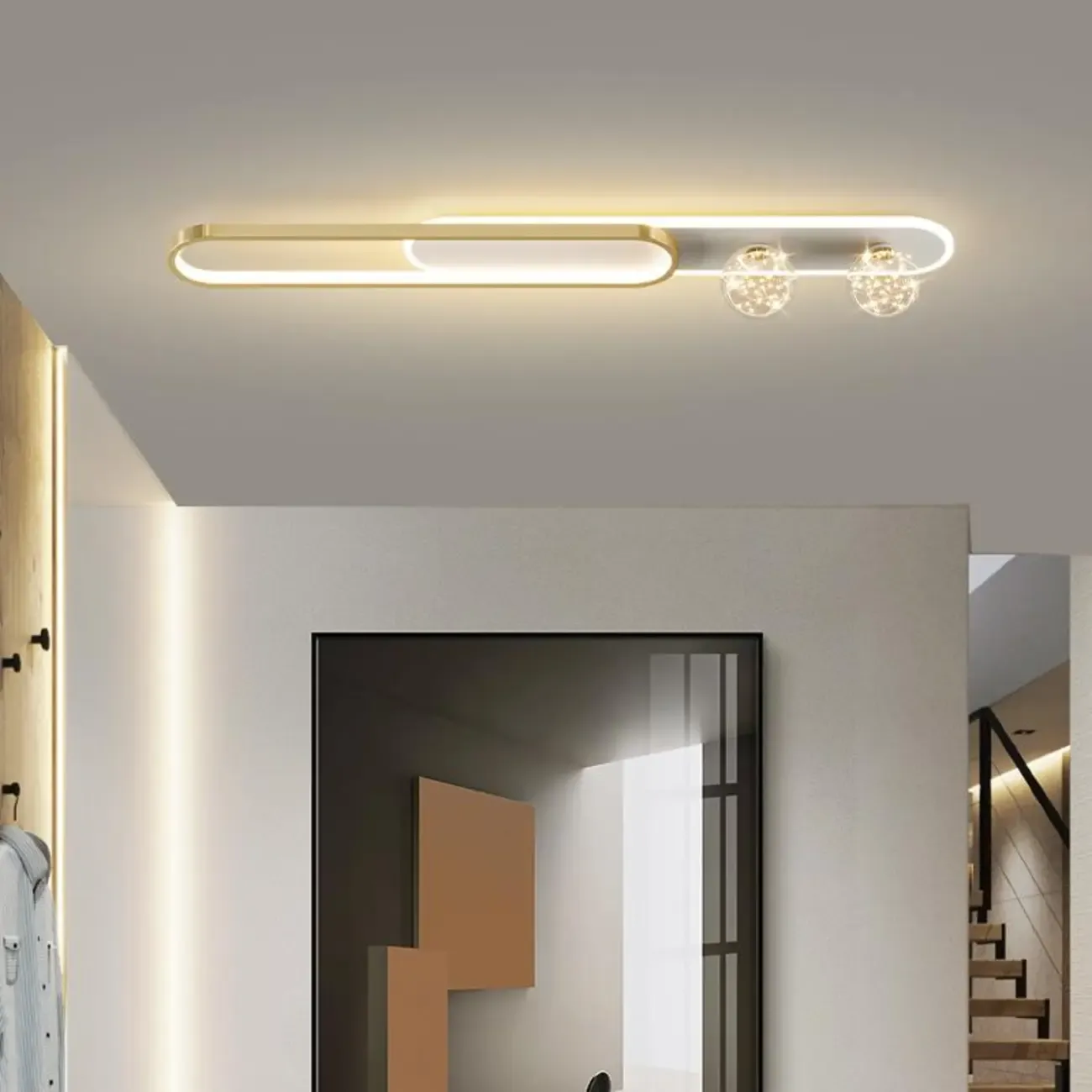 Dimmable Linear Indoor Ceiling Light with Glass Shade  Image - 8