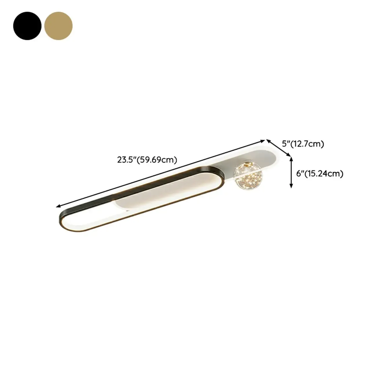 Dimmable Linear Indoor Ceiling Light with Glass Shade  #size