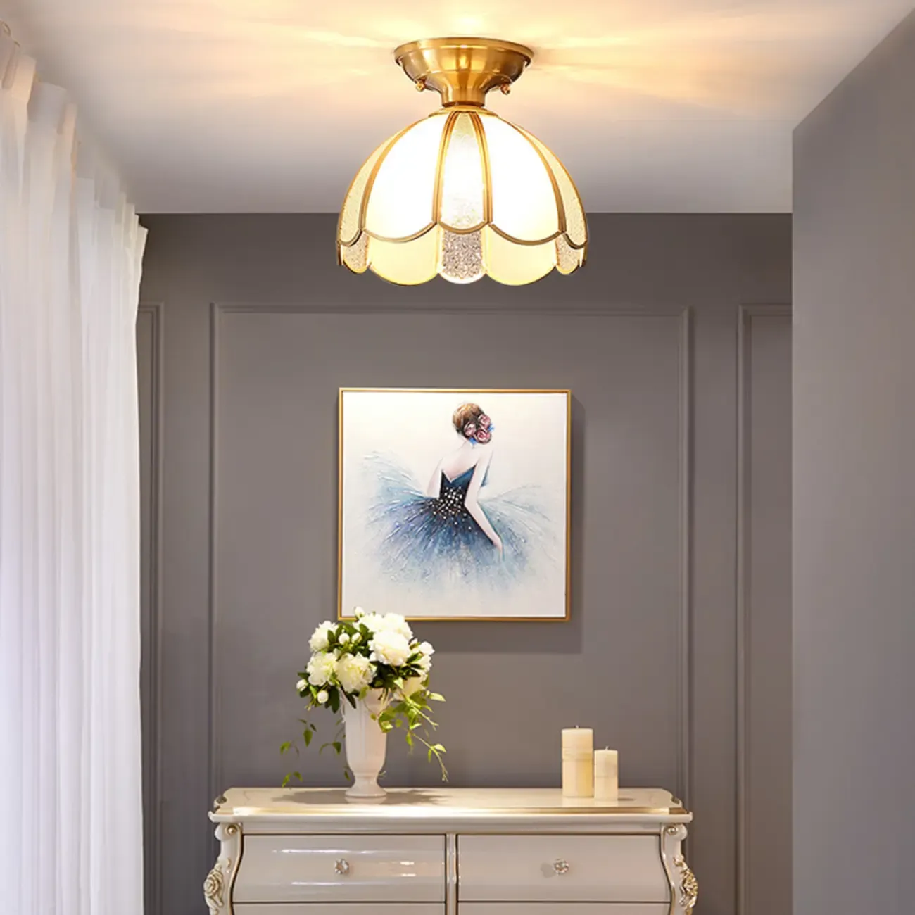 Modern Geometric Semi Flush Ceiling Light for Living Room  Image - 1