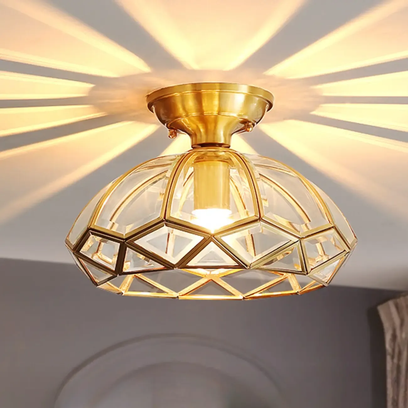 Modern Geometric Semi Flush Ceiling Light for Living Room  Image - 3