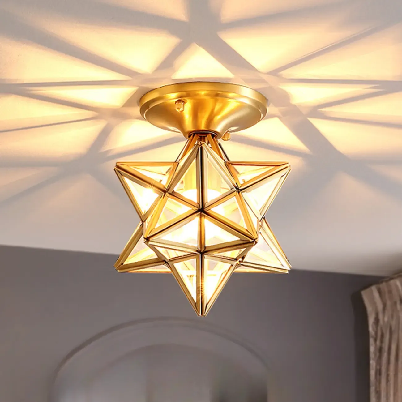 Modern Geometric Semi Flush Ceiling Light for Living Room  Image - 4