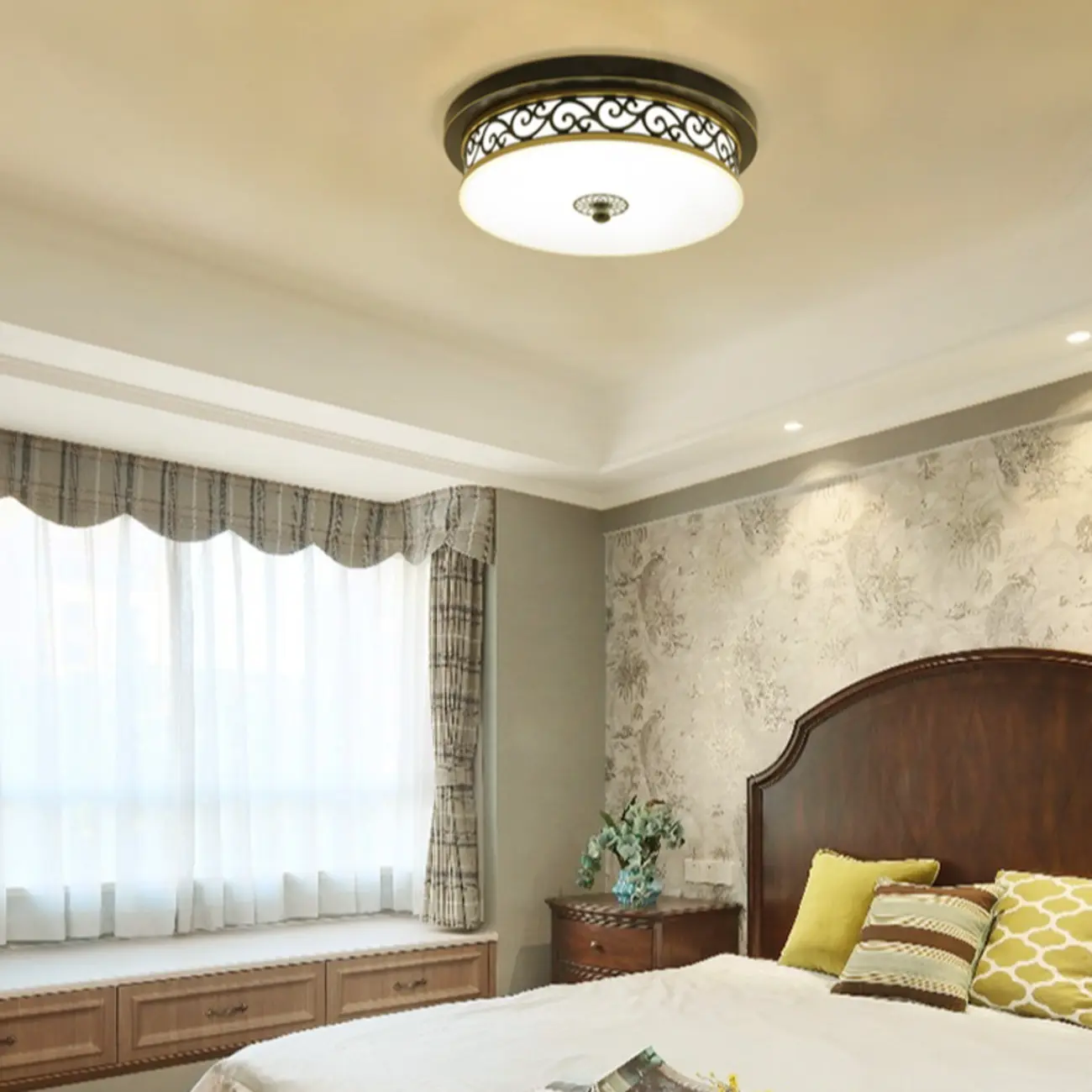 Modern White Glass Flush Ceiling Light for Residential Space Image - 3 | homeyfad