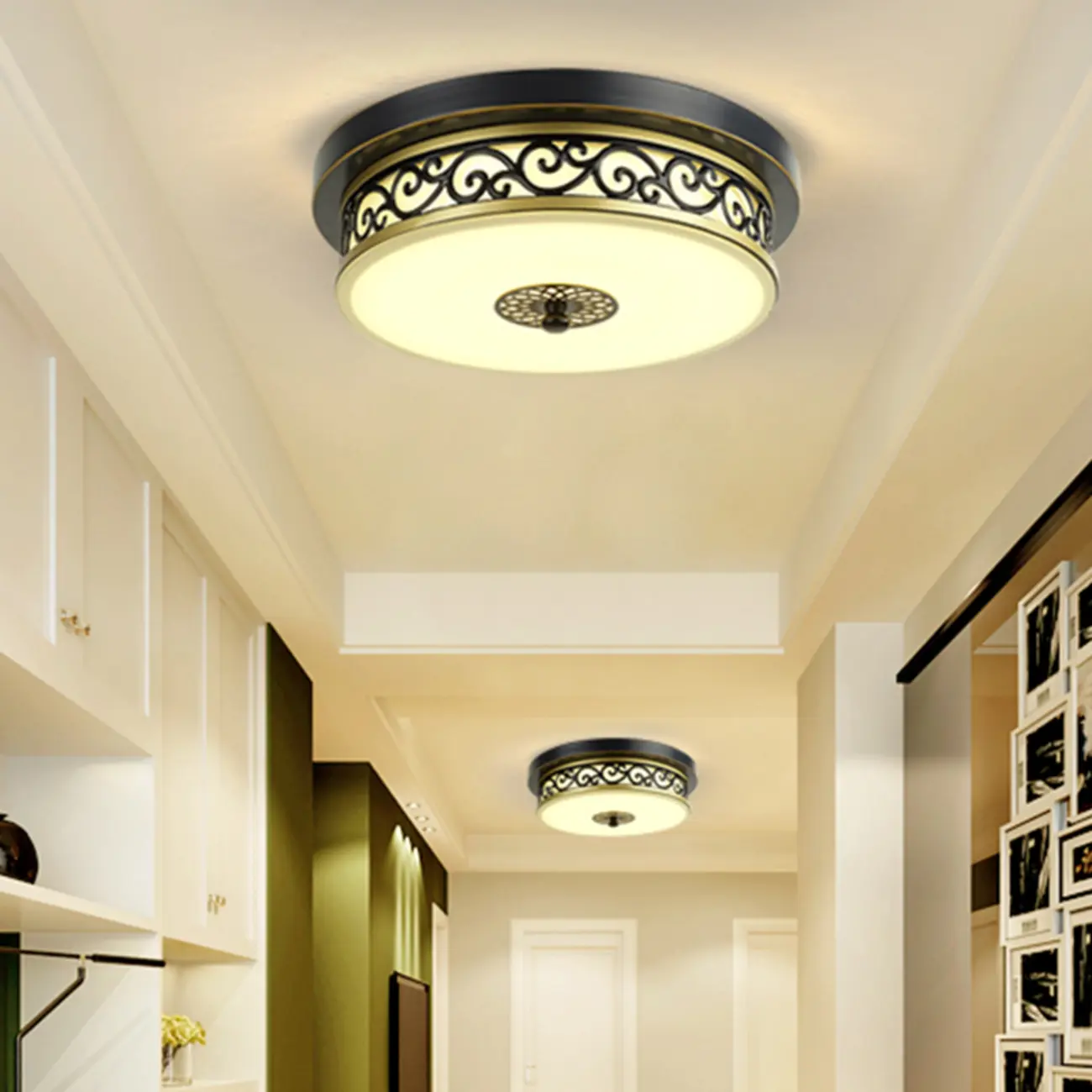 Modern White Glass Flush Ceiling Light for Residential Space Image - 2 | homeyfad