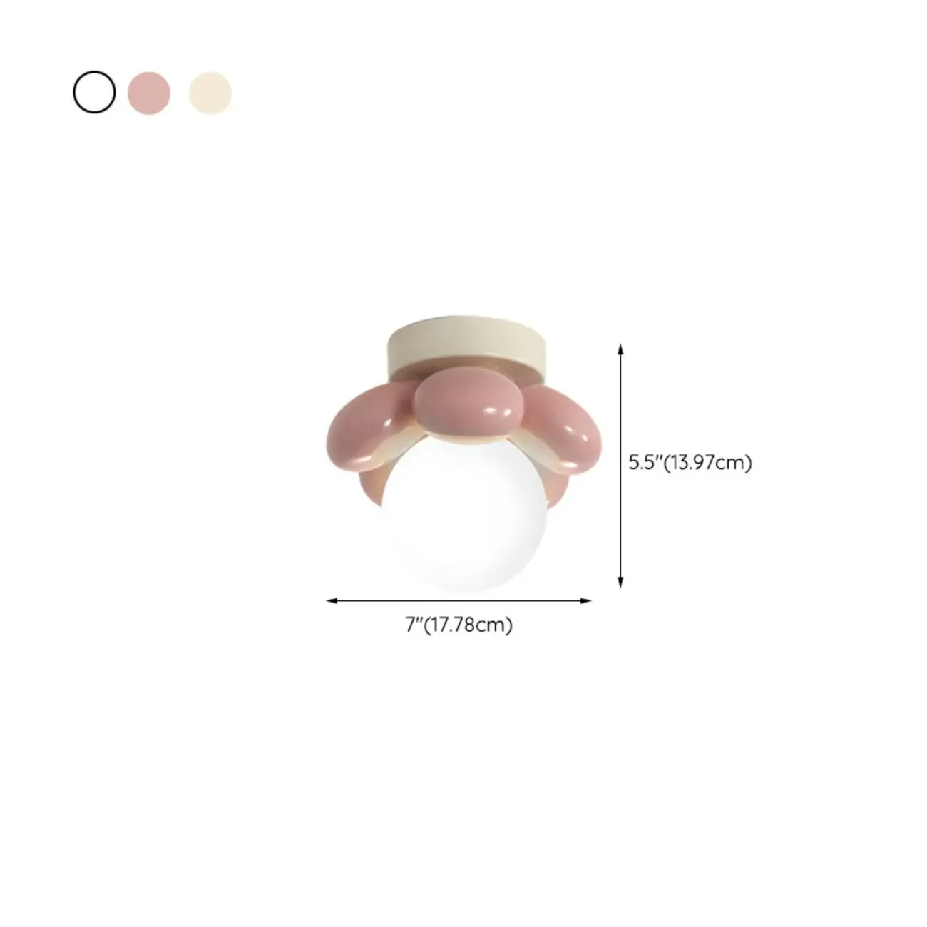 Modern Mini LED Semi-Flush Ceiling Light in Flower Shape #size