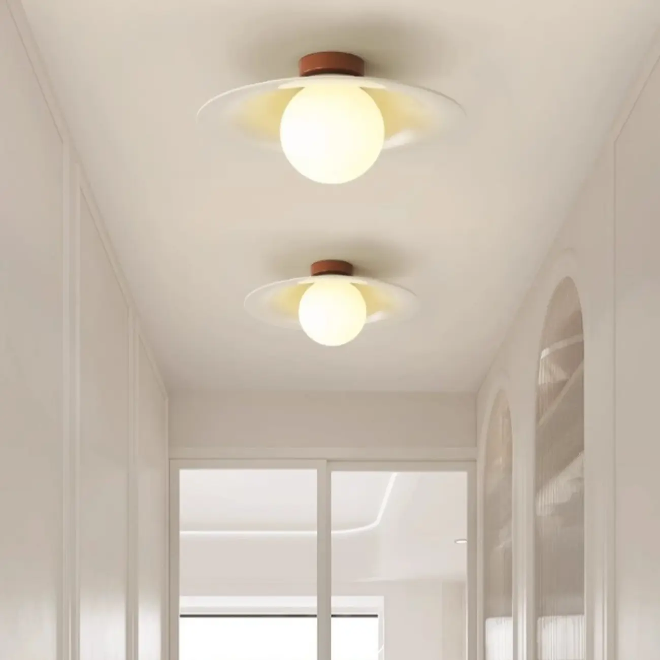 Dimmable Plastic Dome Semi Flush Ceiling Light for Home Image - 3 | homeyfad