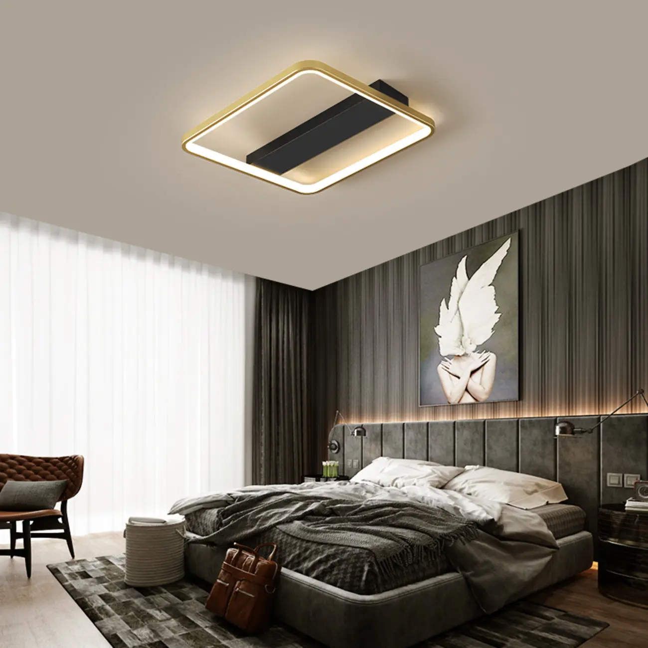 Modern LED Semi Flush Mount Ceiling Light for Bedroom Image - 1 | homeyfad