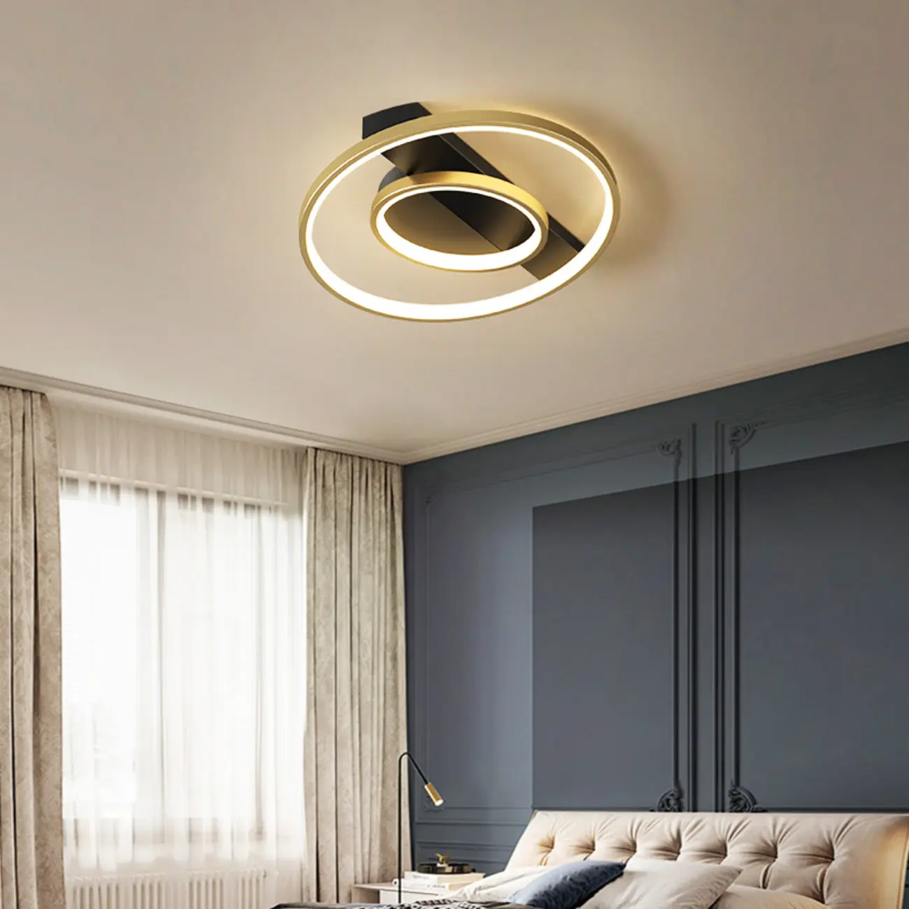Modern LED Semi Flush Mount Ceiling Light for Bedroom Image - 3 | homeyfad