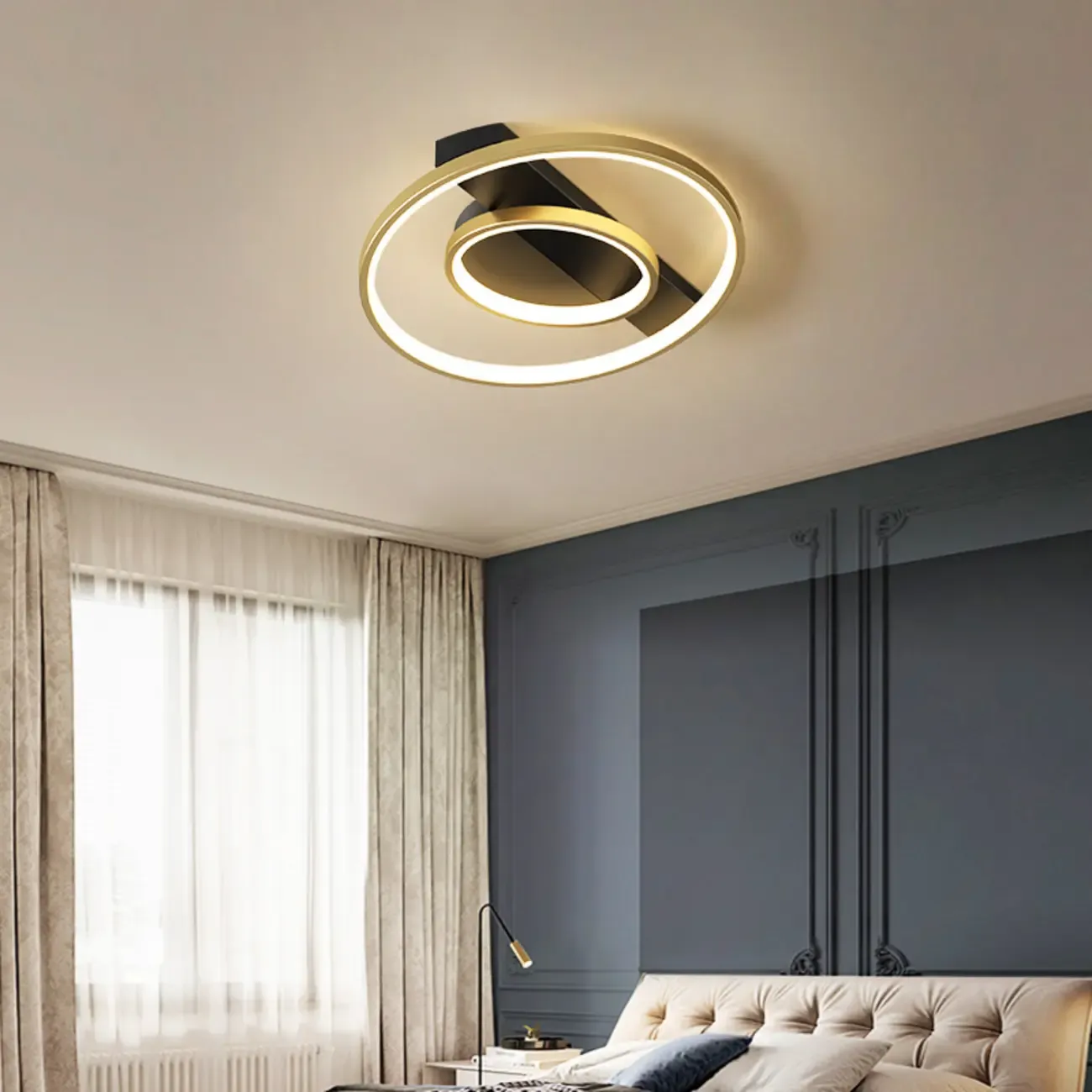 Modern LED Semi Flush Mount Ceiling Light for Bedroom Image - 3