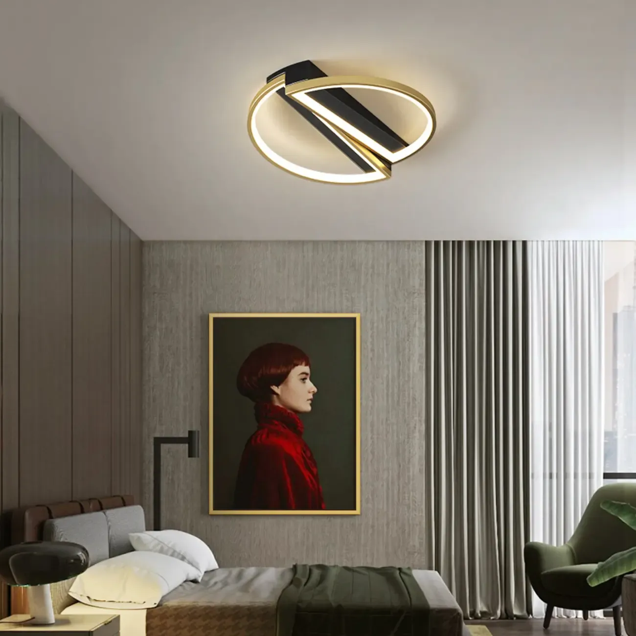 Modern LED Semi Flush Mount Ceiling Light for Bedroom Image - 4