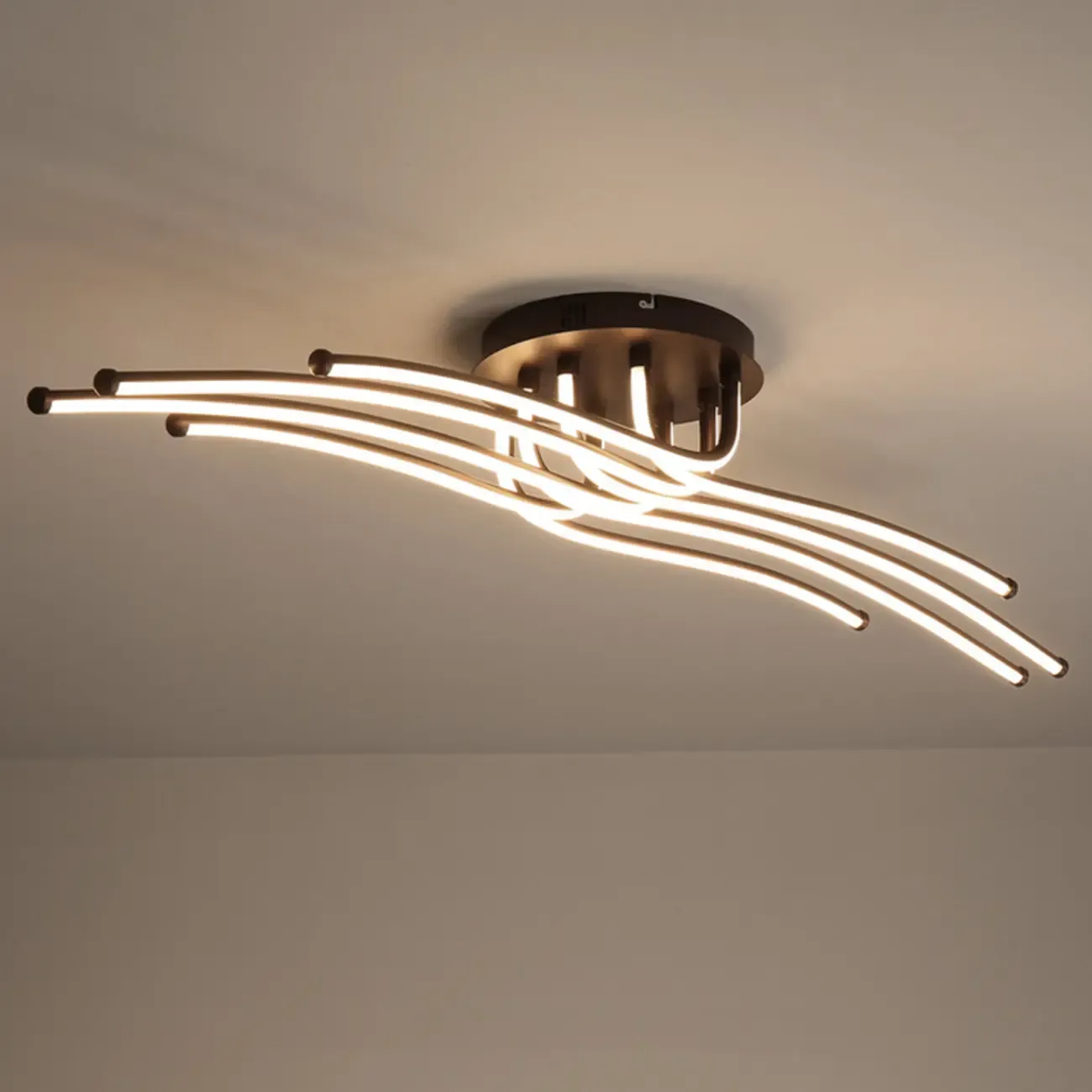 Modern Linear Semi Flush Ceiling Light with Silica Gel Shade Image - 6