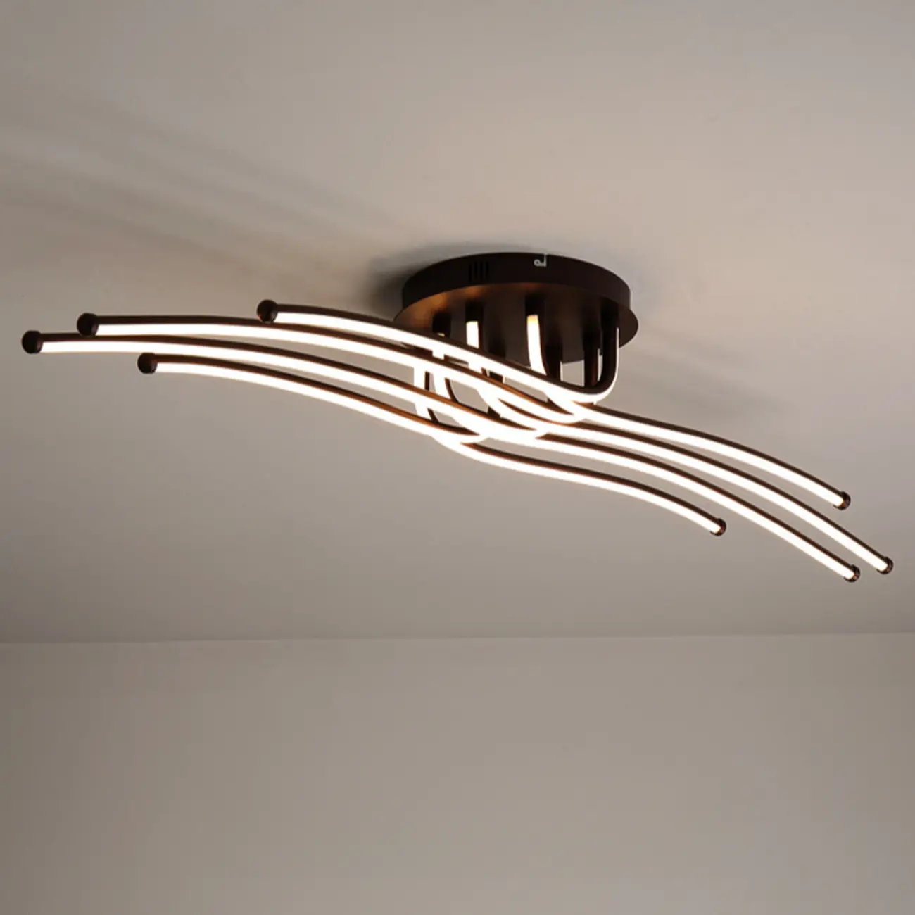 Modern Linear Semi Flush Ceiling Light with Silica Gel Shade Image - 7 | homeyfad