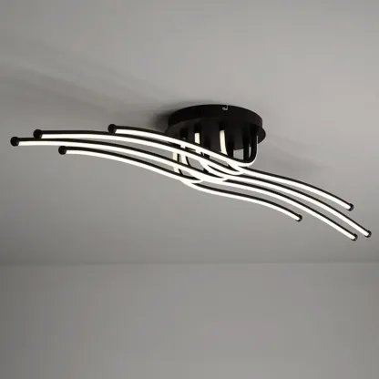 Modern Linear Semi Flush Ceiling Light with Silica Gel Shade Image - 8