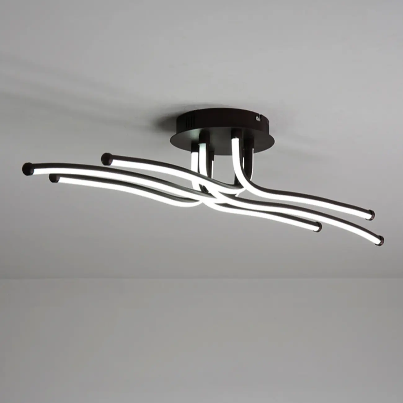 Modern Linear Semi Flush Ceiling Light with Silica Gel Shade Image - 9 | homeyfad