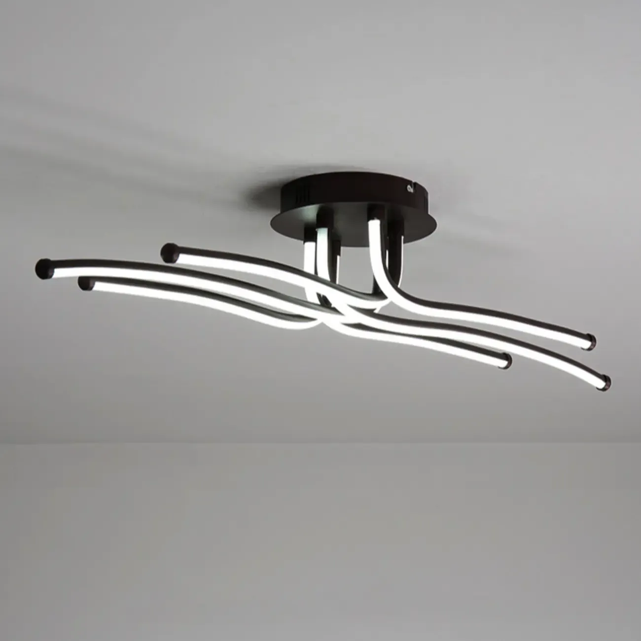 Modern Linear Semi Flush Ceiling Light with Silica Gel Shade Image - 9