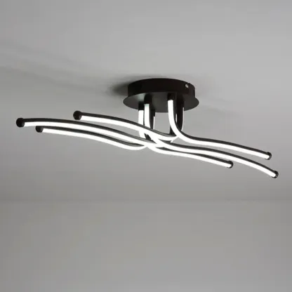 Modern Linear Semi Flush Ceiling Light with Silica Gel Shade Image - 9
