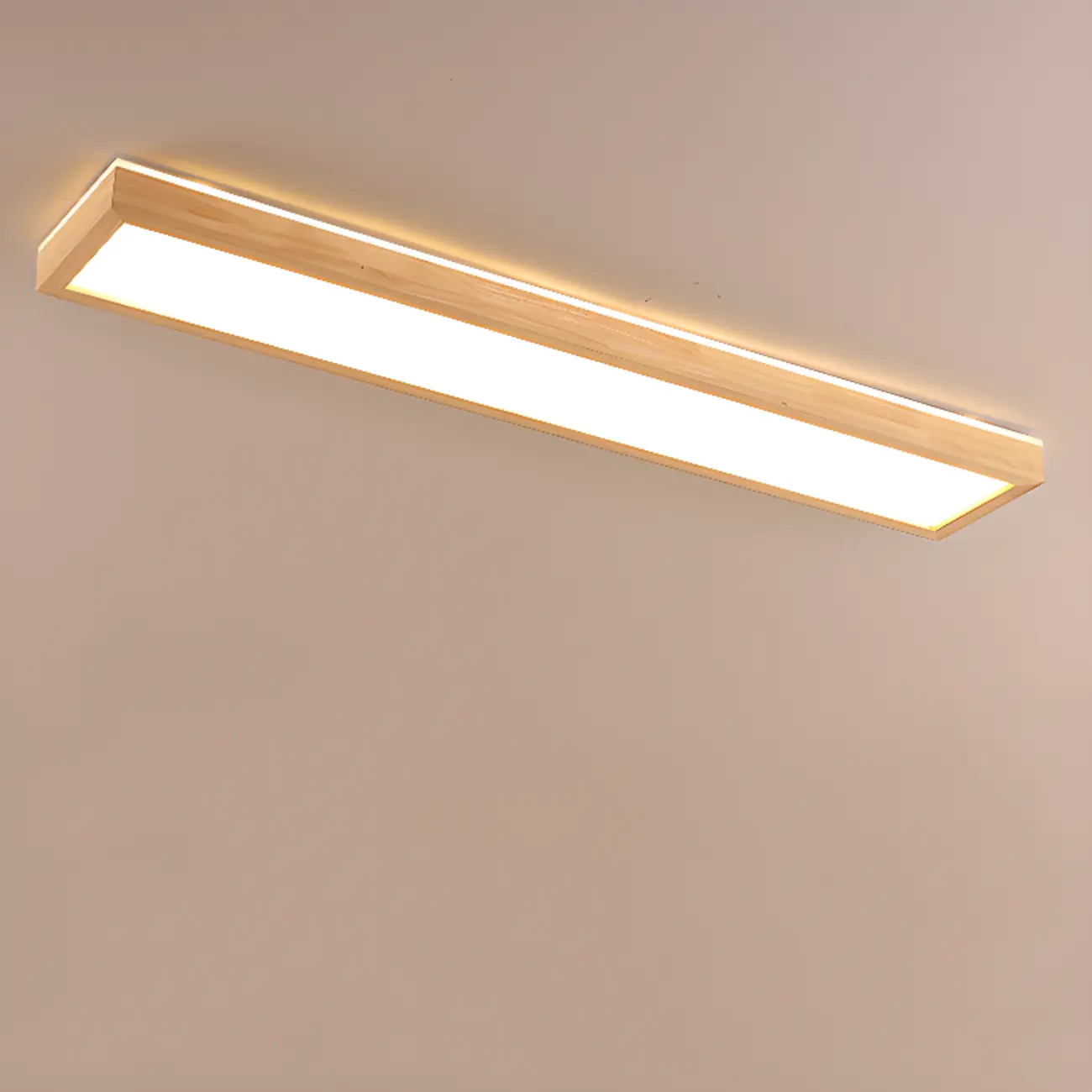 Rectangle Indoor LED Flush Ceiling Light in Natural Finish Image - 10 | homeyfad