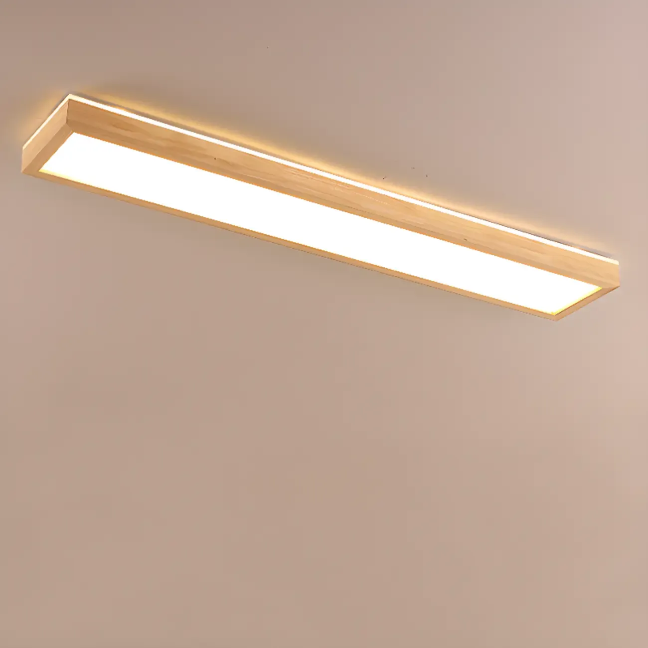 Rectangle Indoor LED Flush Ceiling Light in Natural Finish Image - 10