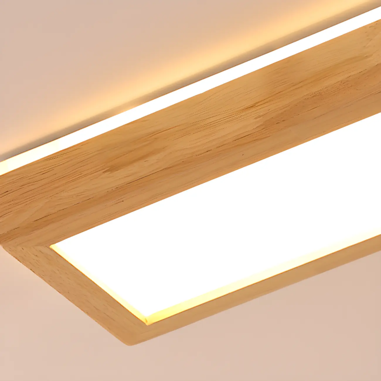 Rectangle Indoor LED Flush Ceiling Light in Natural Finish Image - 12 | homeyfad