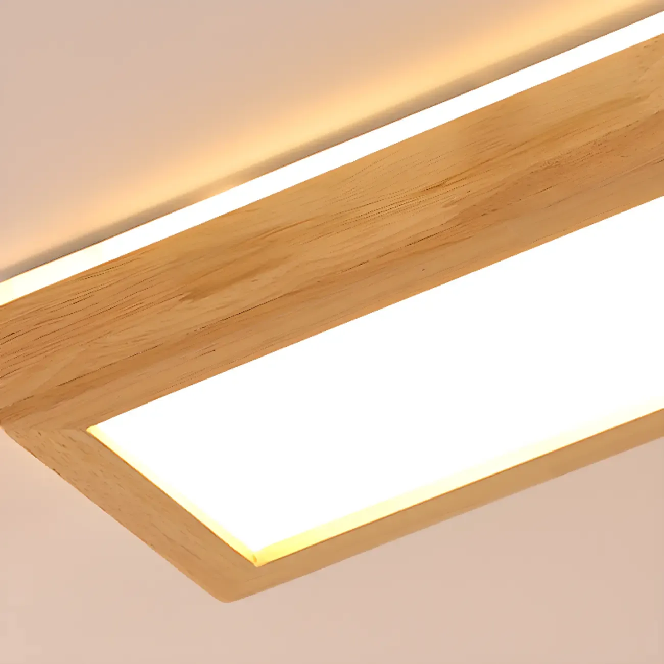 Rectangle Indoor LED Flush Ceiling Light in Natural Finish Image - 12
