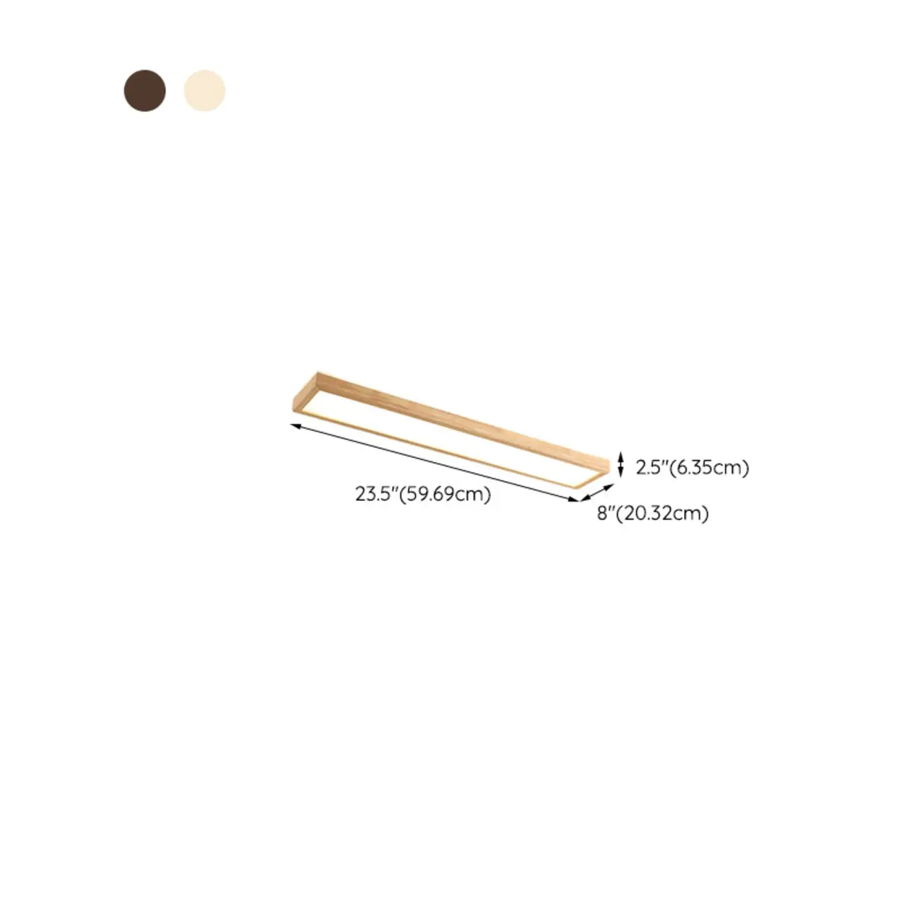 Rectangle Indoor LED Flush Ceiling Light in Natural Finish #size | homeyfad