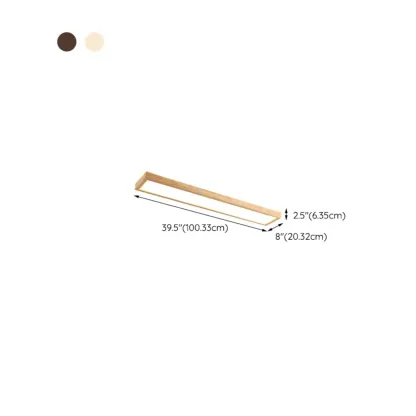 Rectangle Indoor LED Flush Ceiling Light in Natural Finish Image - 15