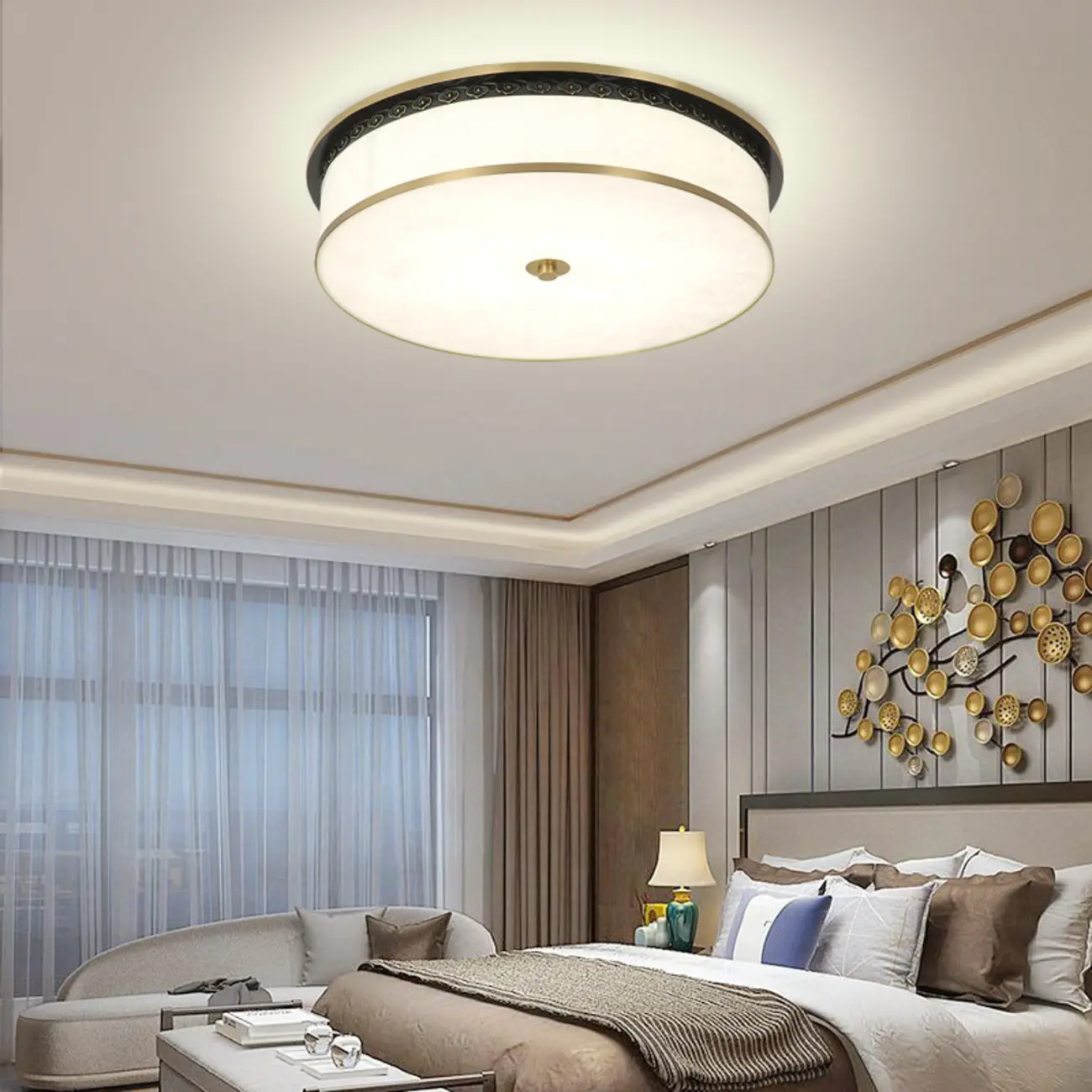 Dimmable Flush Mount Ceiling Light with Acrylic Shade Image - 1 | homeyfad
