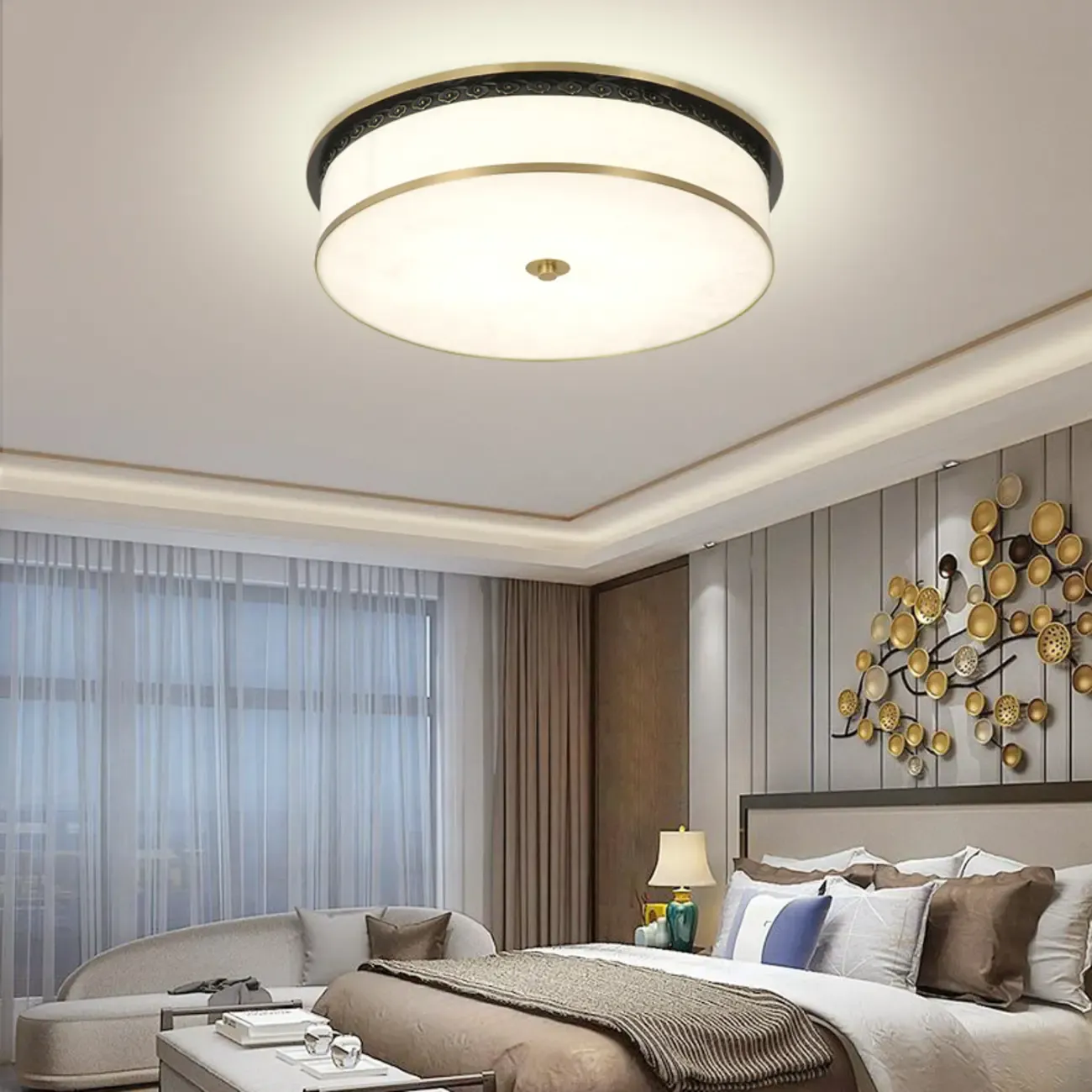 Dimmable Flush Mount Ceiling Light with Acrylic Shade Image - 1