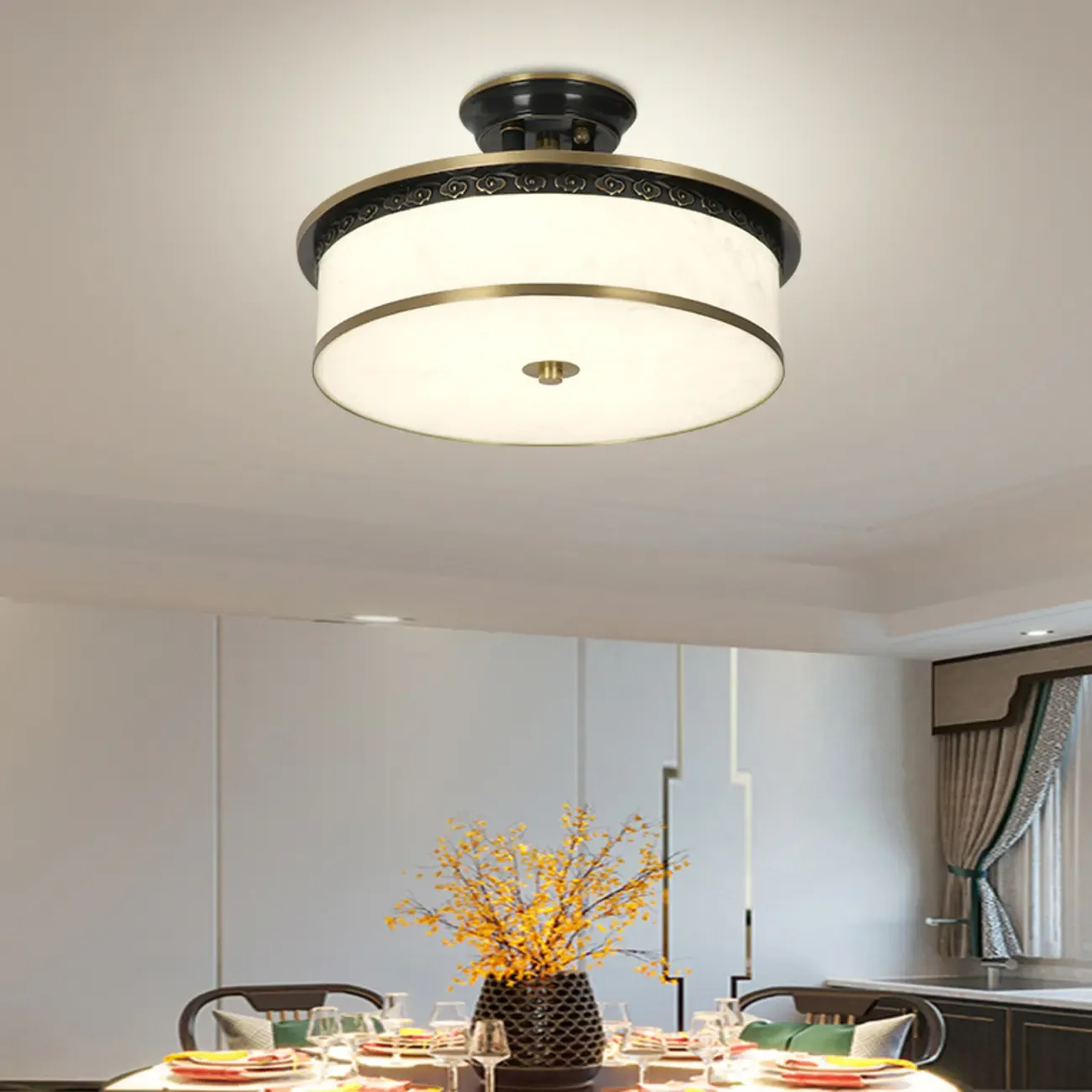 Dimmable Flush Mount Ceiling Light with Acrylic Shade Image - 2