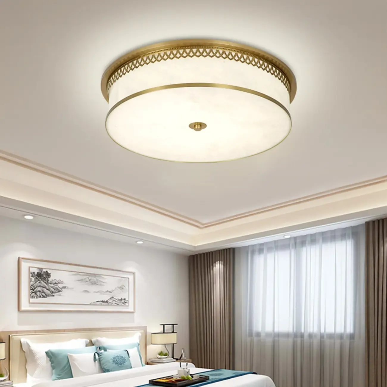 Dimmable Flush Mount Ceiling Light with Acrylic Shade Image - 3