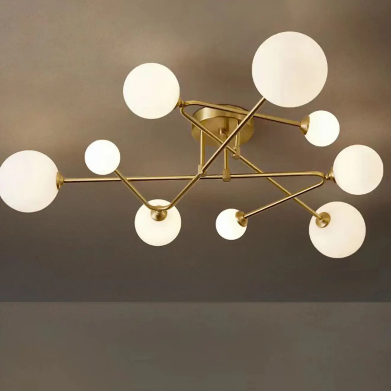 Modern Globe Bi-pin Semi-Flush Ceiling Light for Living Room Image - 10 | homeyfad