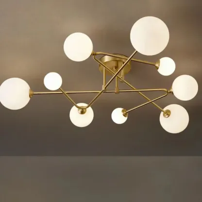 Modern Globe Bi-pin Semi-Flush Ceiling Light for Living Room Image - 10