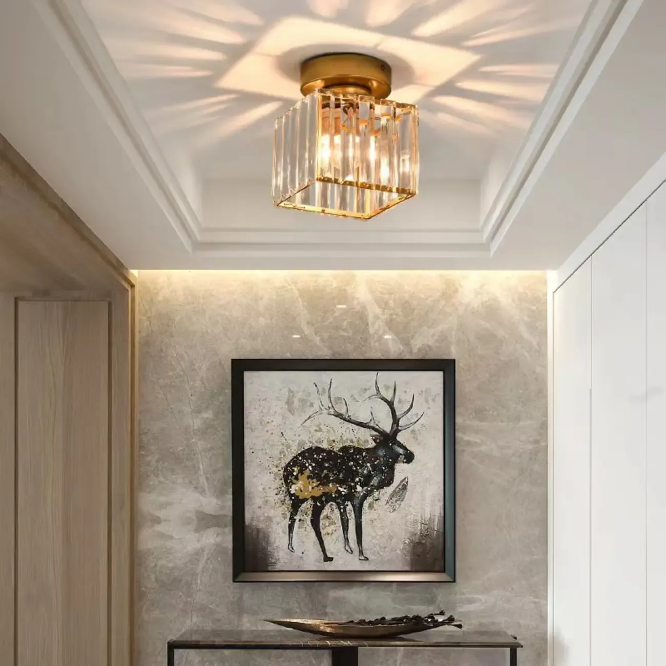 Elegant Crystal Semi Flush Ceiling Light for Living Room Use Image - 1