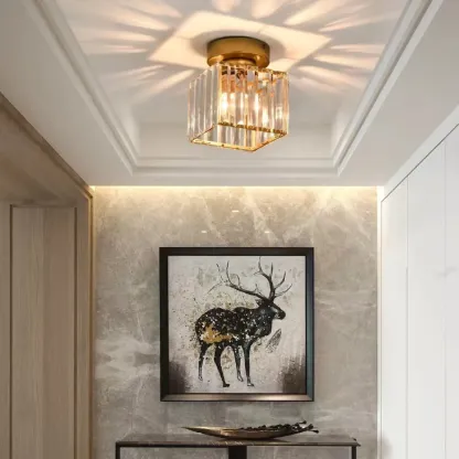 Elegant Crystal Semi Flush Ceiling Light for Living Room Use Image - 1