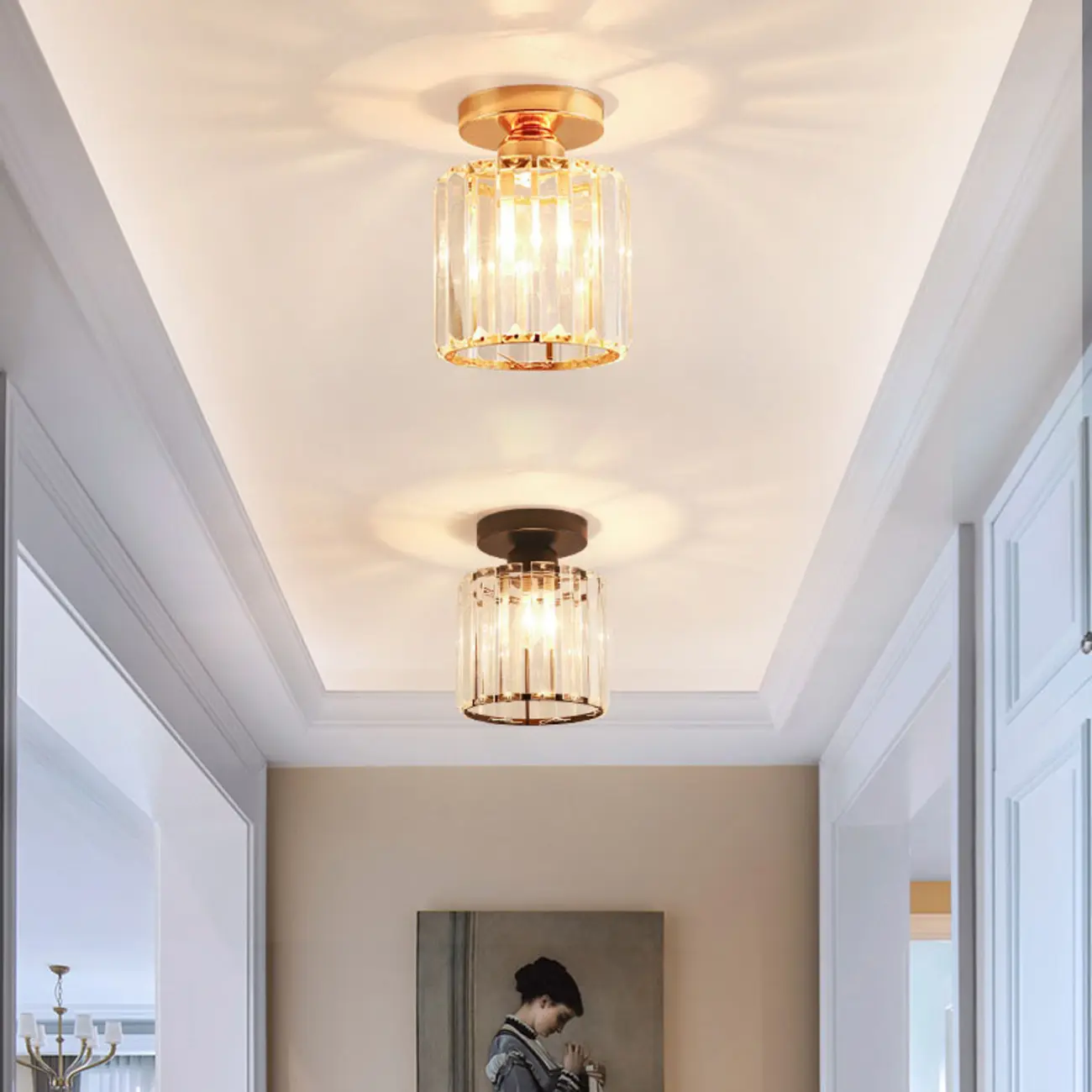 Elegant Crystal Semi Flush Ceiling Light for Living Room Use Image - 4 | homeyfad