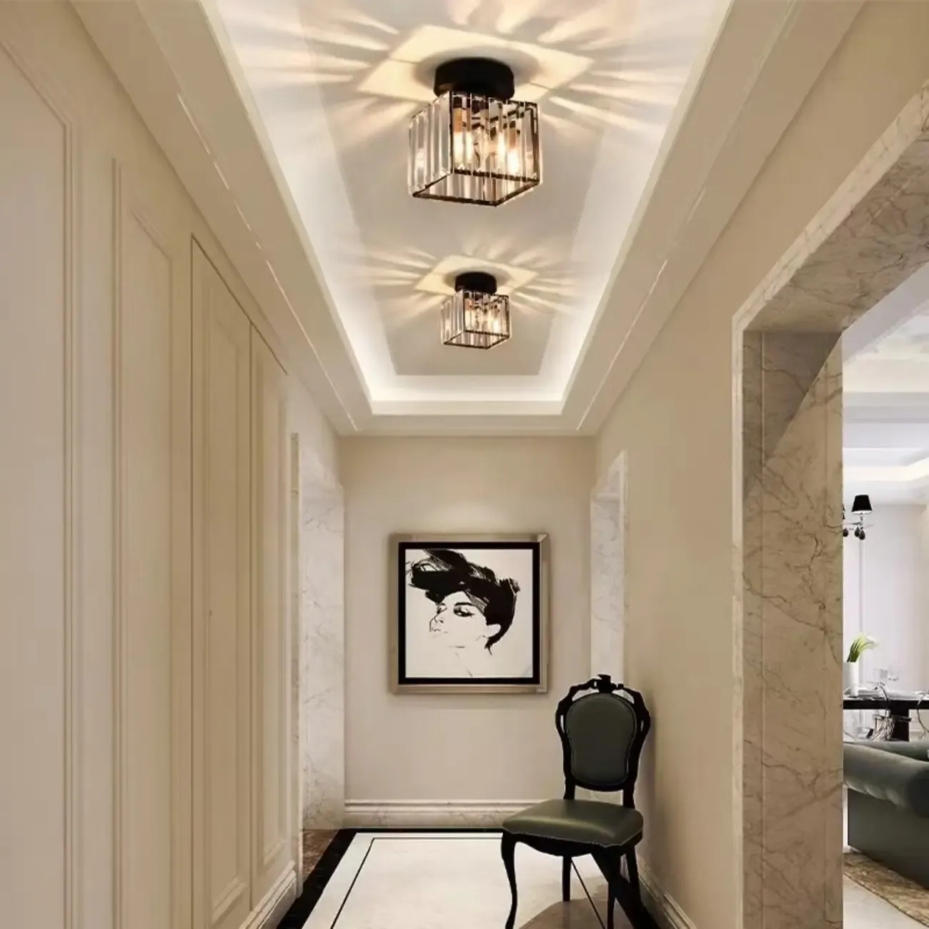 Elegant Crystal Semi Flush Ceiling Light for Living Room Use Image - 5