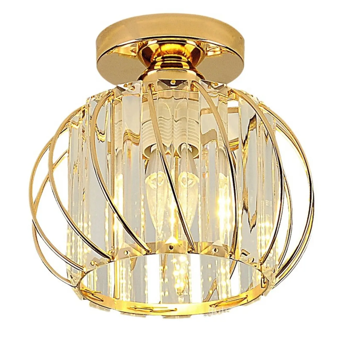 Elegant Crystal Semi Flush Ceiling Light for Living Room Use Image - 7 | homeyfad