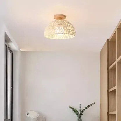 Oriental Fabric Semi Flush Ceiling Light for Residential Use Image - 1