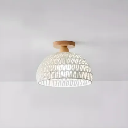 Oriental Fabric Semi Flush Ceiling Light for Residential Use Image - 2