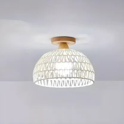 Oriental Fabric Semi Flush Ceiling Light for Residential Use Image - 5