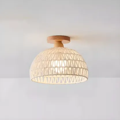 Oriental Fabric Semi Flush Ceiling Light for Residential Use Image - 7