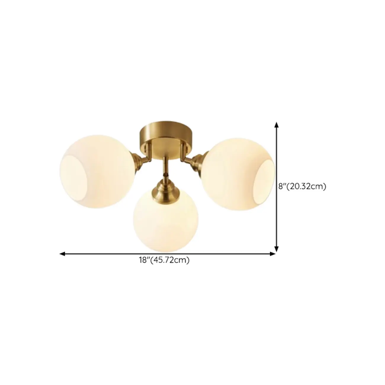 Modern Globe Semi Flush Mount Ceiling Light for Bedroom #size