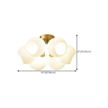 Modern Globe Semi Flush Mount Ceiling Light for Bedroom Image - 16