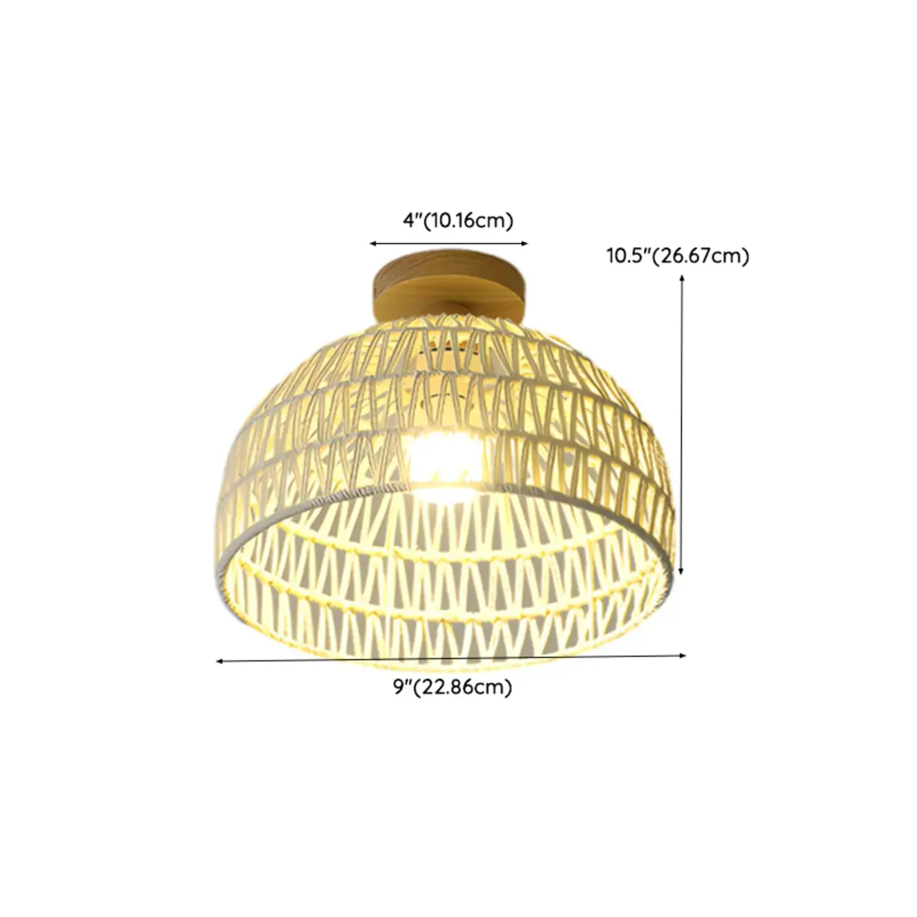 Natural Finish Semi Flush Ceiling Light with Rope Dome Shade #size | homeyfad