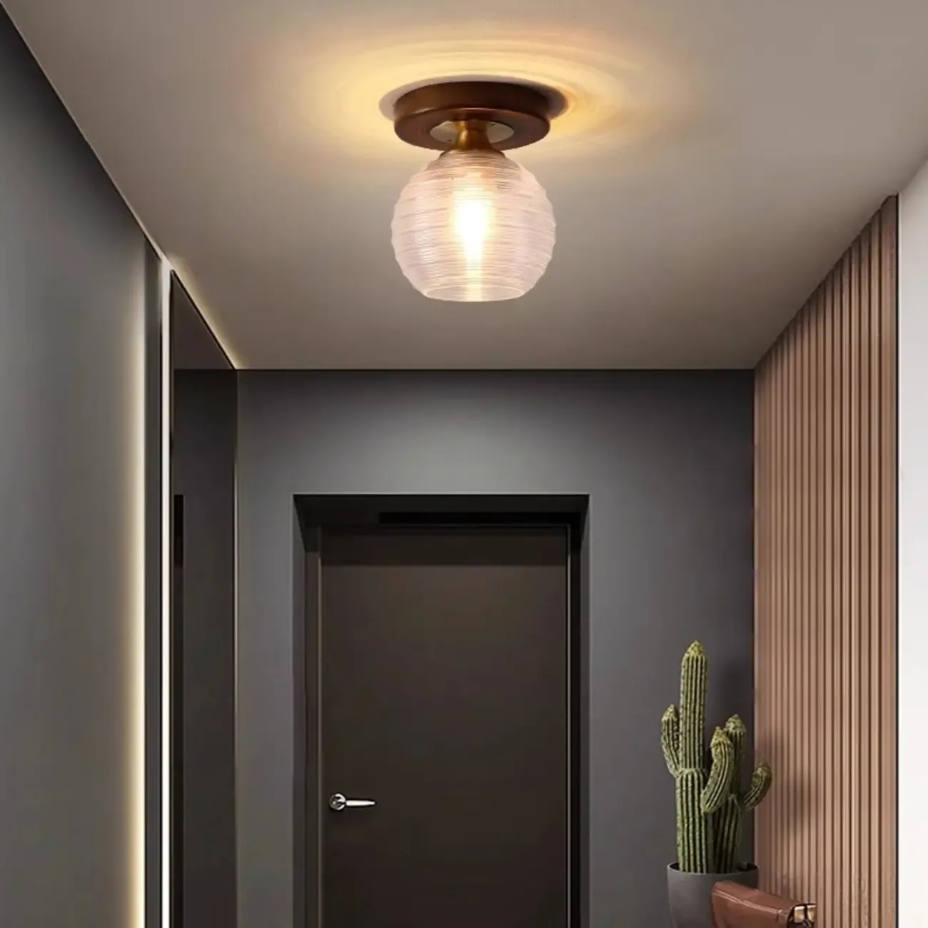 5 to 9 Inch Indoor Semi Flush Ceiling Light with Glass Shade Image - 1