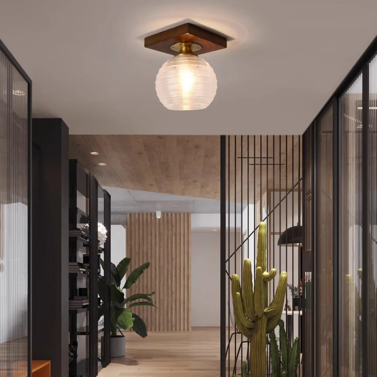 5 to 9 Inch Indoor Semi Flush Ceiling Light with Glass Shade Image - 2 | homeyfad