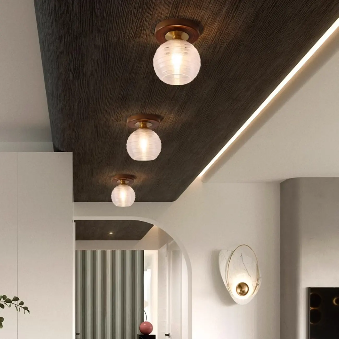 5 to 9 Inch Indoor Semi Flush Ceiling Light with Glass Shade Image - 4 | homeyfad