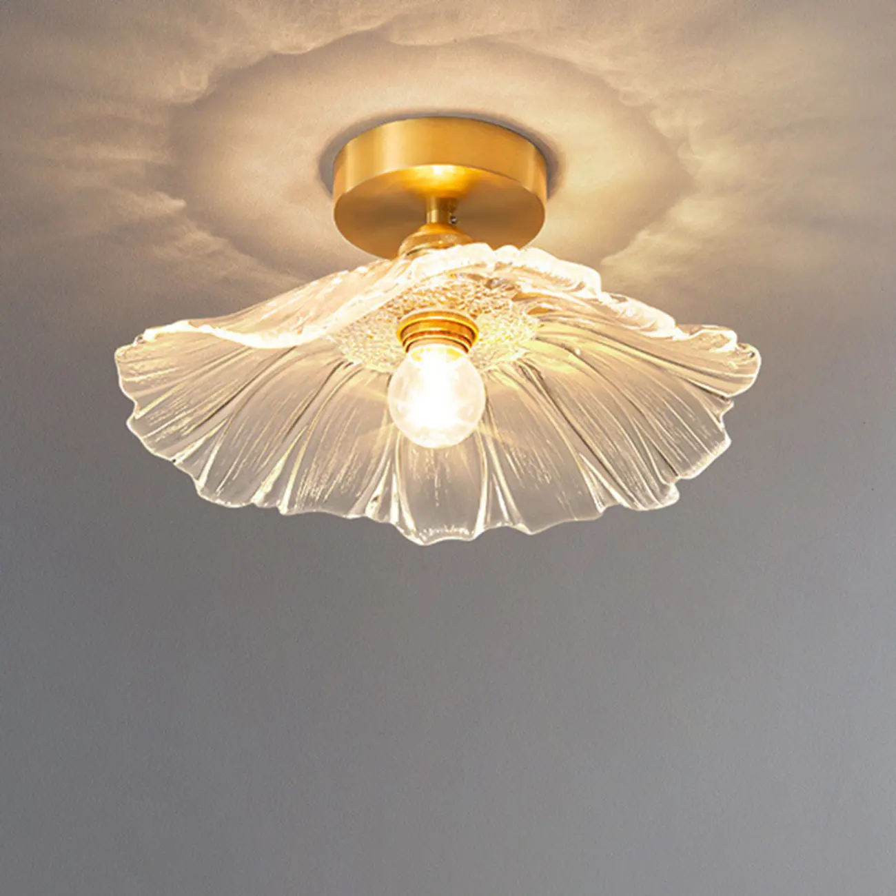 Modern Floral Glass Semi-Flush Ceiling Light for Entryway | homeyfad
