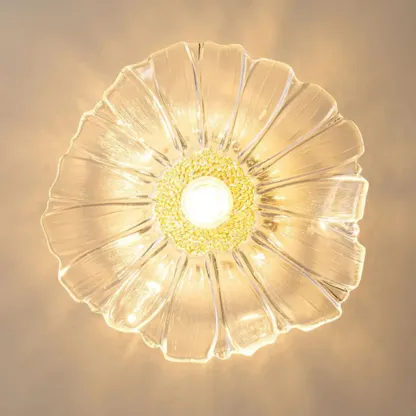 Modern Floral Glass Semi-Flush Ceiling Light for Entryway Image - 7